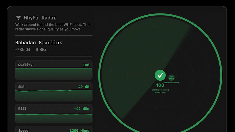 WhyFi Radar showing signal quality